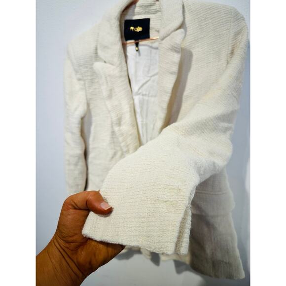 MAJE Off-White Tweed Creamy Oversized Vileno Blazer size 38 Flawed - Picture 8 of 16